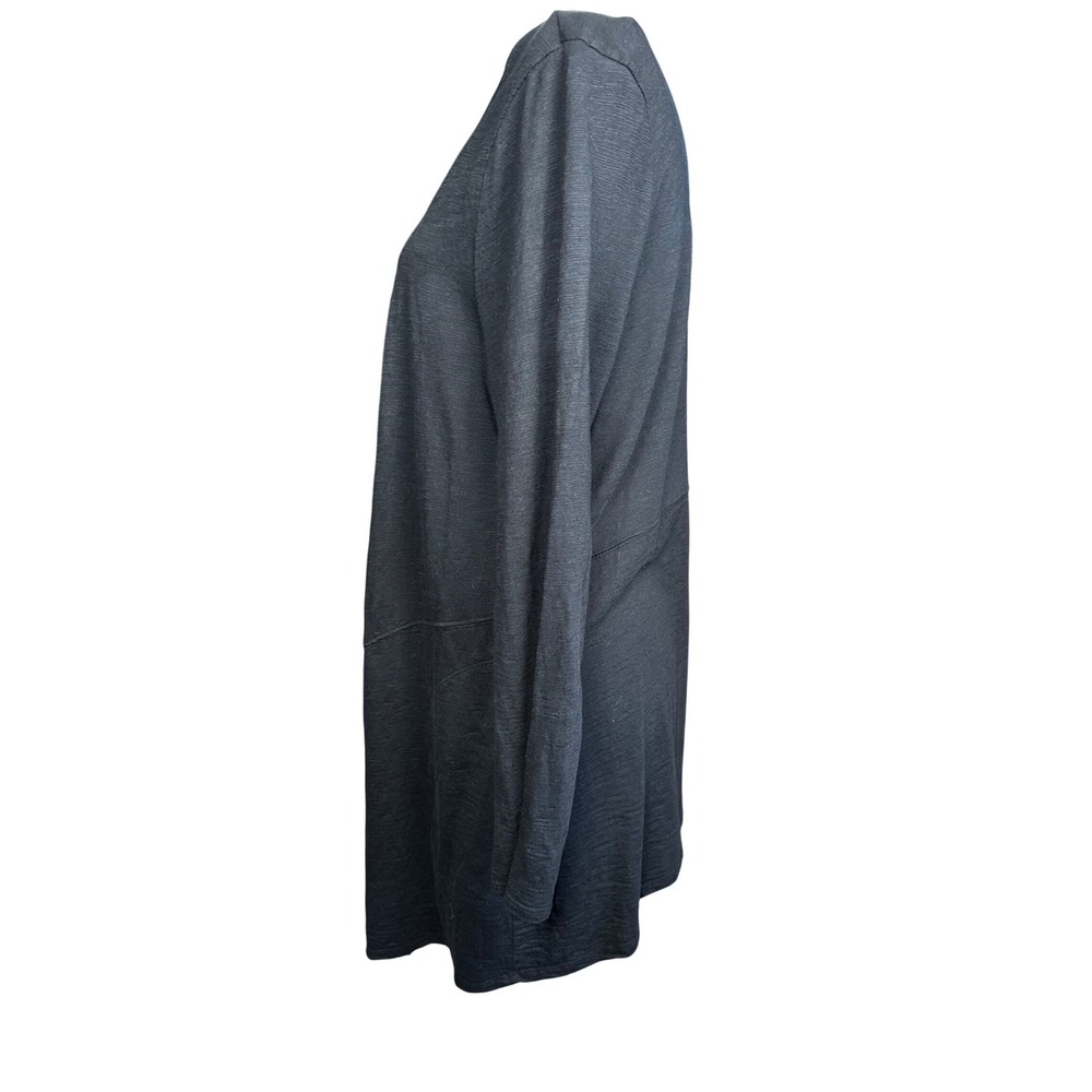 Chicos Open Cardigan Black Large Ultimate Tee Open‎ Front Slub Knit Pockets - Picture 7 of 10